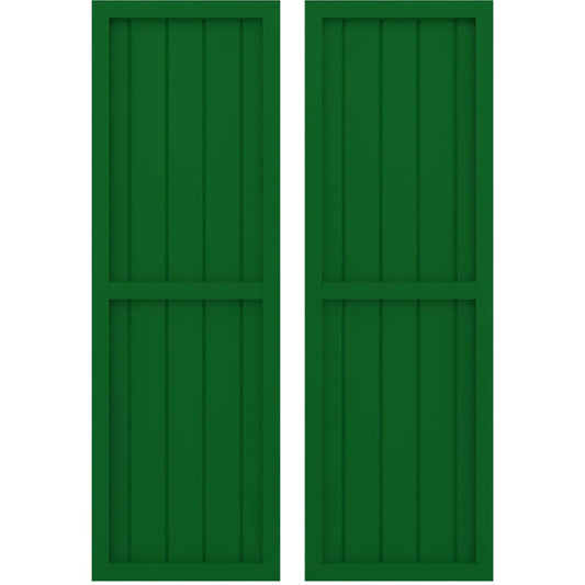 Ekena Millwork 17.5-in W x 75-in H Viridian Green Paintable/Stainable Board and batten Z-bar Wood Exterior Shutters ( 2 -Pack )