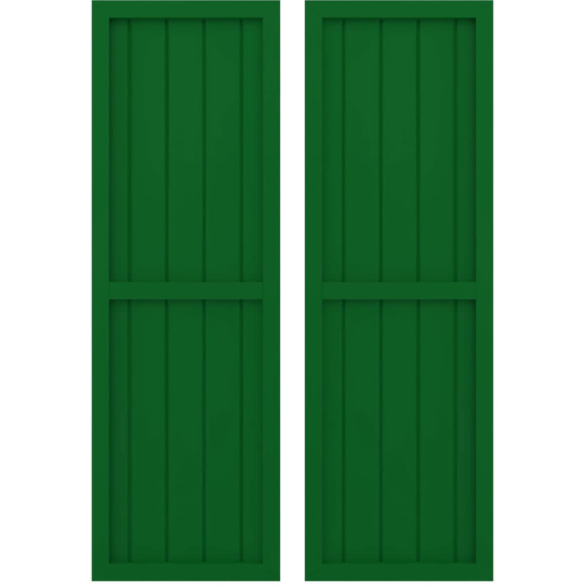 Ekena Millwork 17.5-in W x 53-in H Viridian Green Paintable/Stainable Board and batten Z-bar Wood Exterior Shutters ( 2 -Pack )