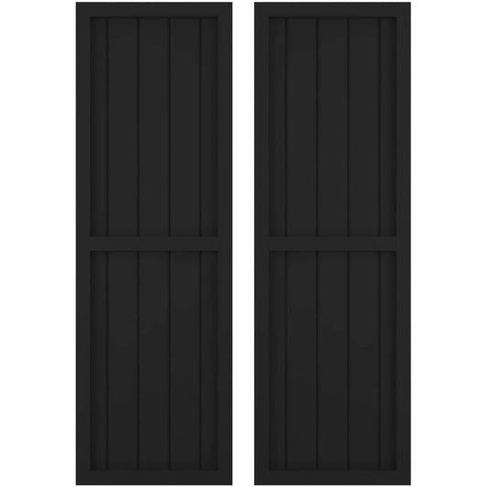 Ekena Millwork 17.5-in W x 32-in H Black Paintable/Stainable Board and batten Spaced Wood Exterior Shutters ( 2 -Pack )