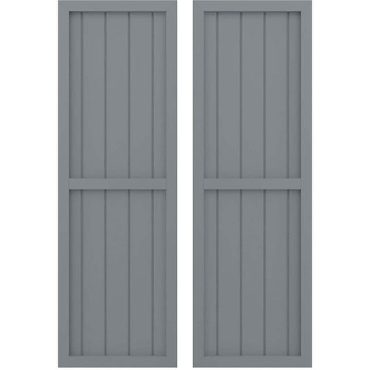 Ekena Millwork 17.5-in W x 82-in H Ocean Swell Paintable/Stainable Board and batten Framed Wood Exterior Shutters ( 2 -Pack )