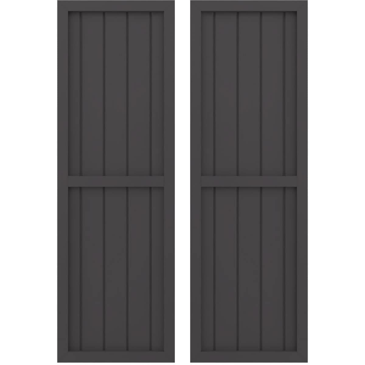 Ekena Millwork 17.5-in W x 44-in H Shadow Mountain Paintable/Stainable Board and batten Spaced with z-bar Wood Exterior Shutters ( 2 -Pack )