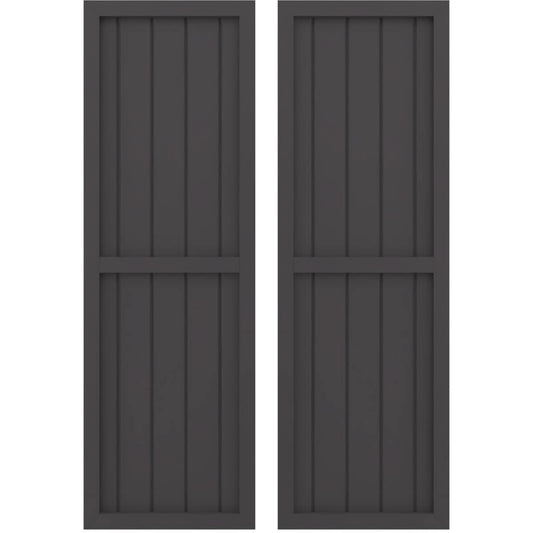 Ekena Millwork 17.5-in W x 69-in H Shadow Mountain Paintable/Stainable Board and batten Wood Exterior Shutters ( 2 -Pack )