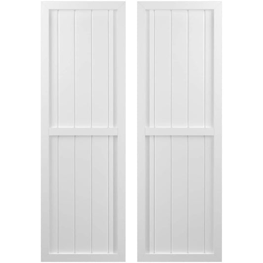 Ekena Millwork 17.5-in W x 47-in H White Paintable/Stainable Board and batten Spaced Wood Exterior Shutters ( 2 -Pack )