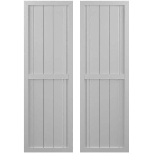 Ekena Millwork 17.5-in W x 78-in H Primed Paintable/Stainable Board and batten Framed Wood Exterior Shutters ( 2 -Pack )