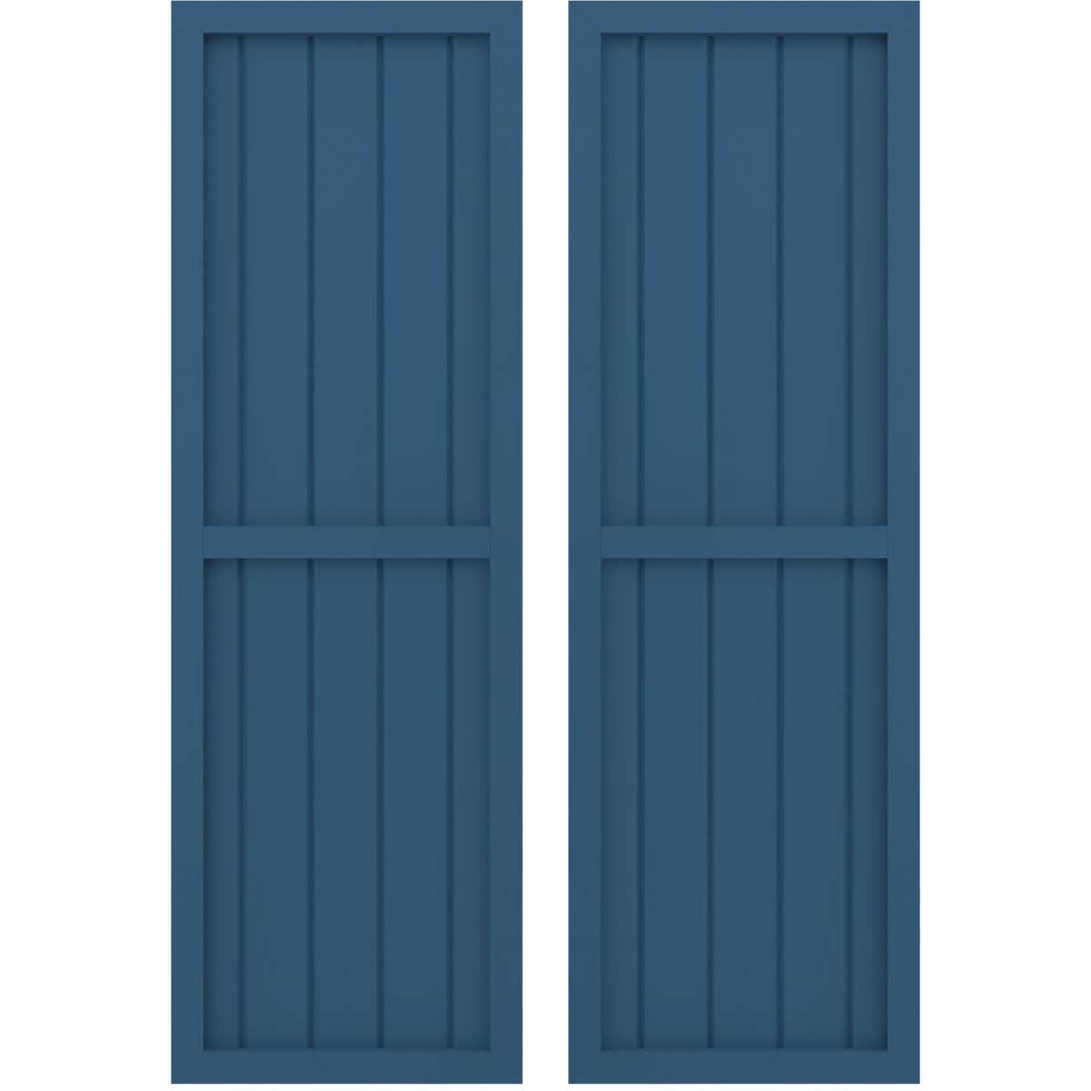 Ekena Millwork 17.5-in W x 66-in H Sojourn Blue Paintable/Stainable Board and batten Spaced Wood Exterior Shutters ( 2 -Pack )