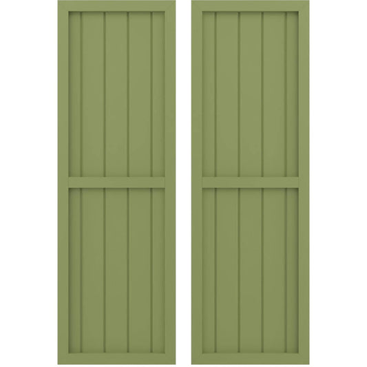 Ekena Millwork 17.5-in W x 54-in H Moss Green Paintable/Stainable Board and batten Z-bar Wood Exterior Shutters ( 2 -Pack )