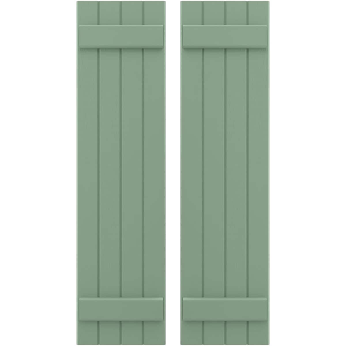 Ekena Millwork 14-in W x 80-in H Track Green Paintable/Stainable Board and batten Z-bar Wood Exterior Shutters ( 2 -Pack )