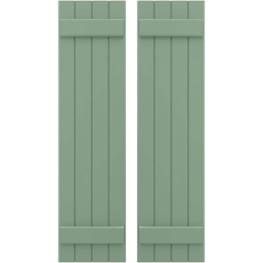 Ekena Millwork 14-in W x 80-in H Track Green Paintable/Stainable Board and batten Z-bar Wood Exterior Shutters ( 2 -Pack )