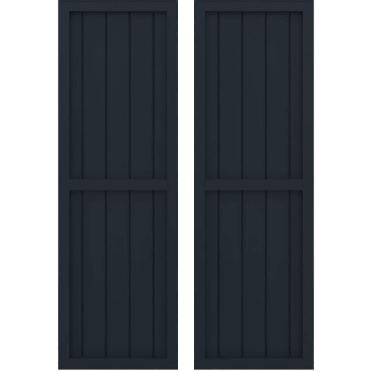 Ekena Millwork 17.5-in W x 68-in H Starless Night Blue Paintable/Stainable Board and batten Framed Wood Exterior Shutters ( 2 -Pack )