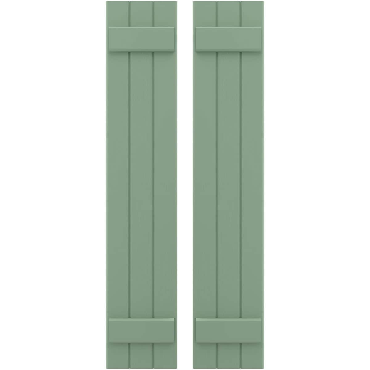 Ekena Millwork 10.5-in W x 65-in H Track Green Paintable/Stainable Board and batten Framed Wood Exterior Shutters ( 2 -Pack )