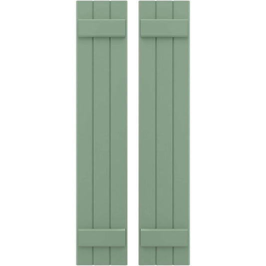 Ekena Millwork 10.5-in W x 62-in H Track Green Paintable/Stainable Board and batten Wood Exterior Shutters ( 2 -Pack )