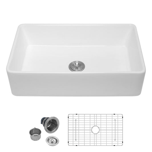Lordear Undermount 33-in x 20-in Fireclay Single bowl Kitchen Sink