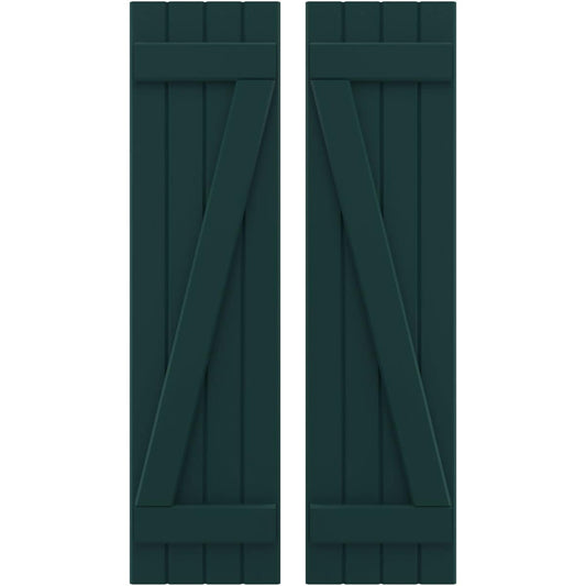 Ekena Millwork 14-in W x 81-in H Thermal Green Paintable/Stainable Board and batten Framed Wood Exterior Shutters ( 2 -Pack )