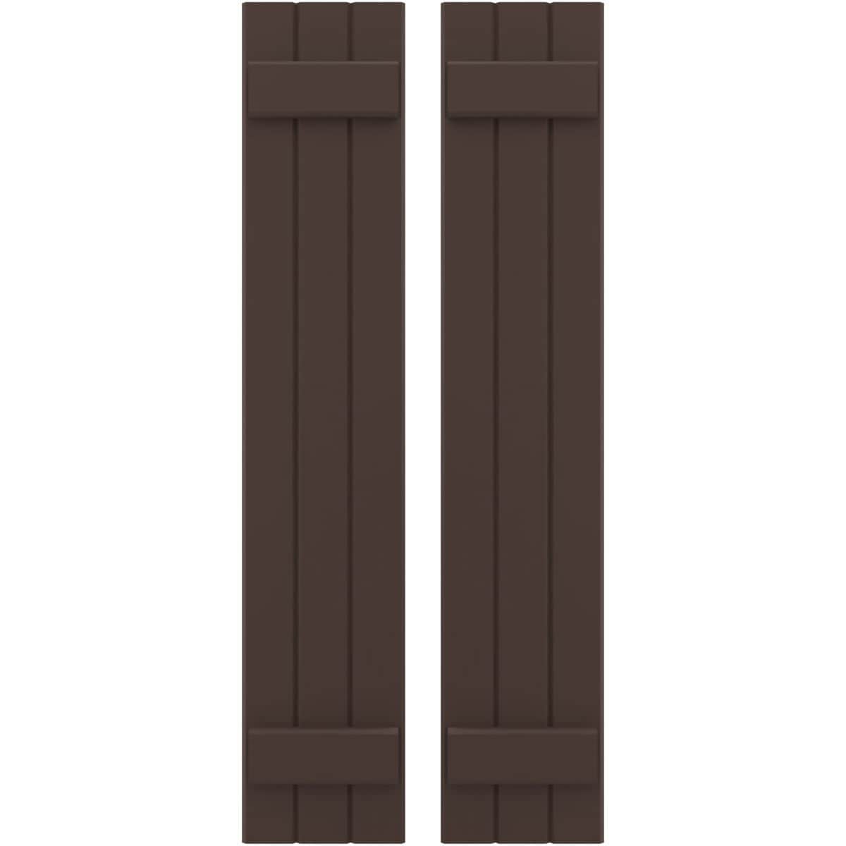 Ekena Millwork 10.5-in W x 74-in H Rasin Brown Paintable/Stainable Board and batten Wood Exterior Shutters ( 2 -Pack )