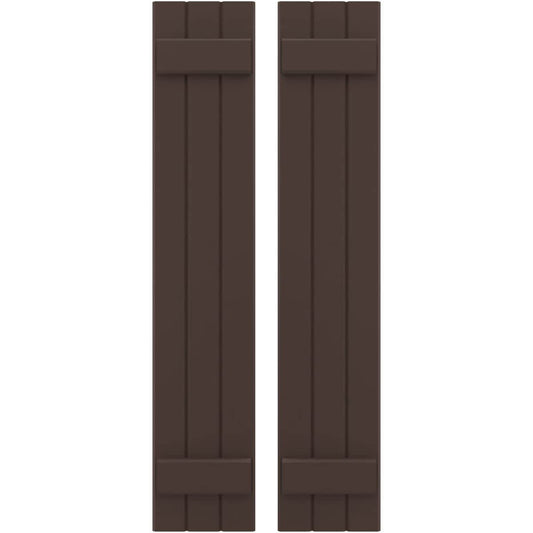 Ekena Millwork 10.5-in W x 67-in H Raisin Brown Paintable/Stainable Board and batten Spaced Wood Exterior Shutters ( 2 -Pack )