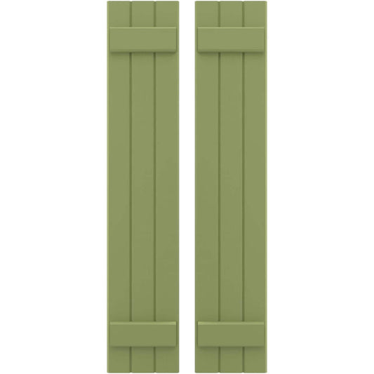 Ekena Millwork 10.5-in W x 63-in H Moss Green Paintable/Stainable Board and batten Z-bar Wood Exterior Shutters ( 2 -Pack )