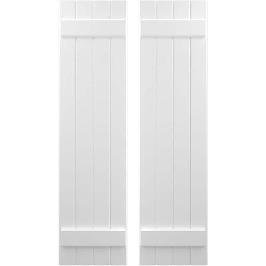 Ekena Millwork 14-in W x 77-in H White Paintable/Stainable Board and batten Spaced Wood Exterior Shutters ( 2 -Pack )