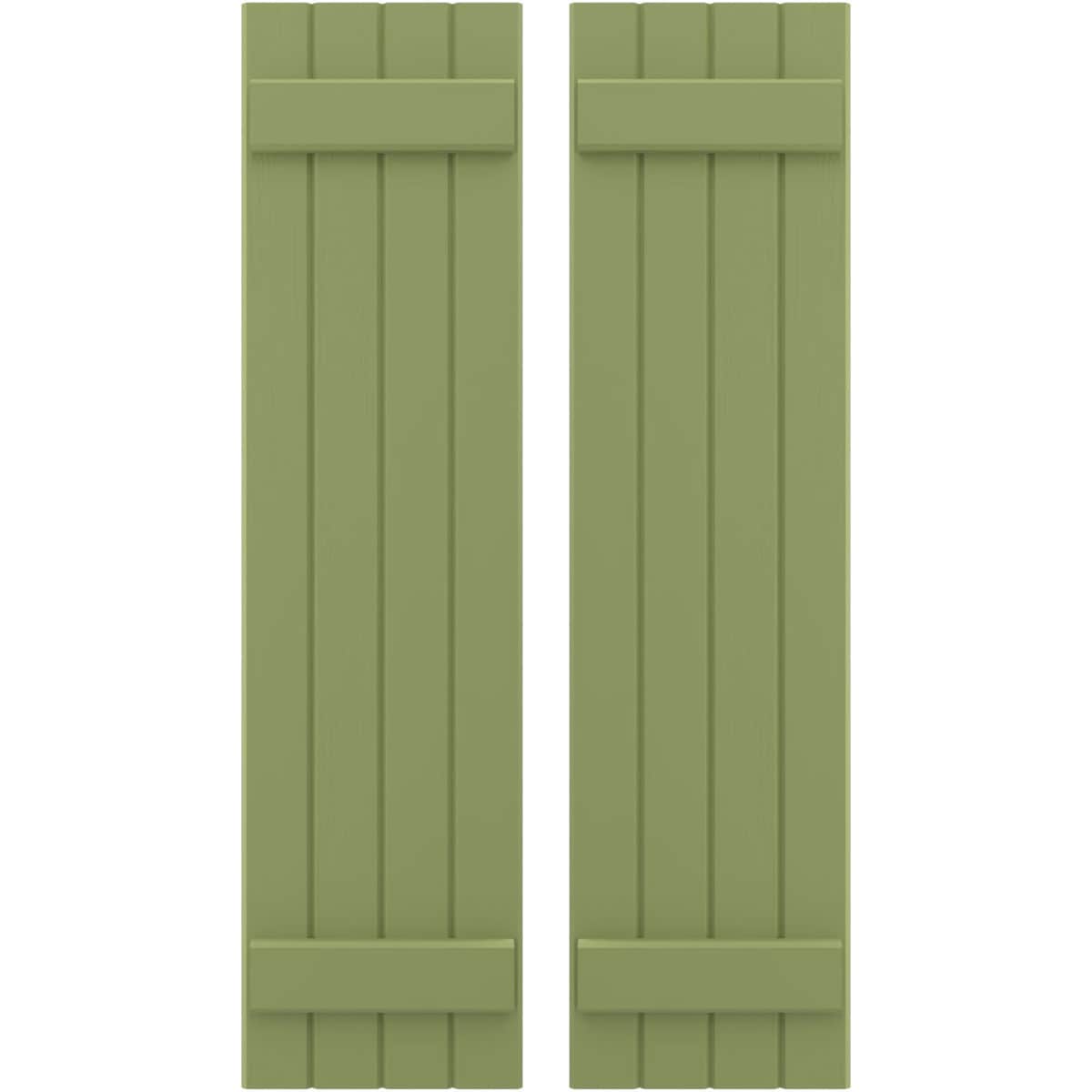 Ekena Millwork 14-in W x 64-in H Moss Green Paintable/Stainable Board and batten Spaced with z-bar Wood Exterior Shutters ( 2 -Pack )