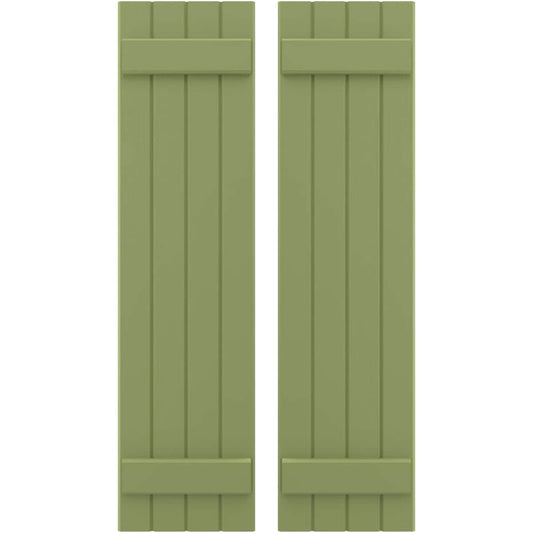 Ekena Millwork 14-in W x 64-in H Moss Green Paintable/Stainable Board and batten Spaced with z-bar Wood Exterior Shutters ( 2 -Pack )