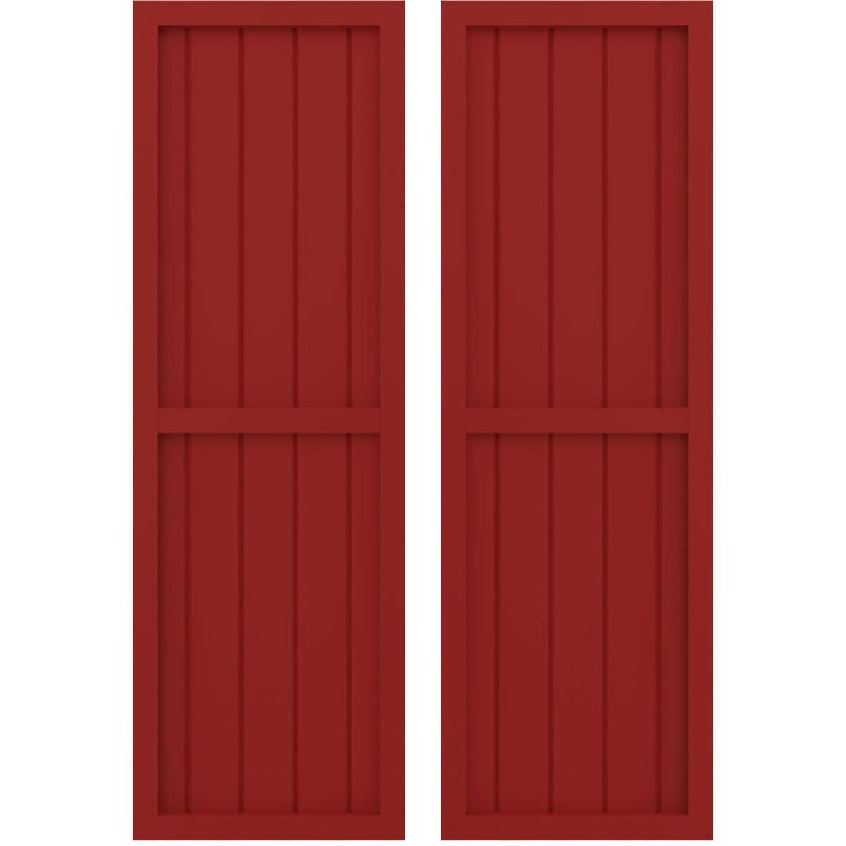 Ekena Millwork 17.5-in W x 78-in H Fire Red Paintable/Stainable Board and batten Framed Wood Exterior Shutters ( 2 -Pack )