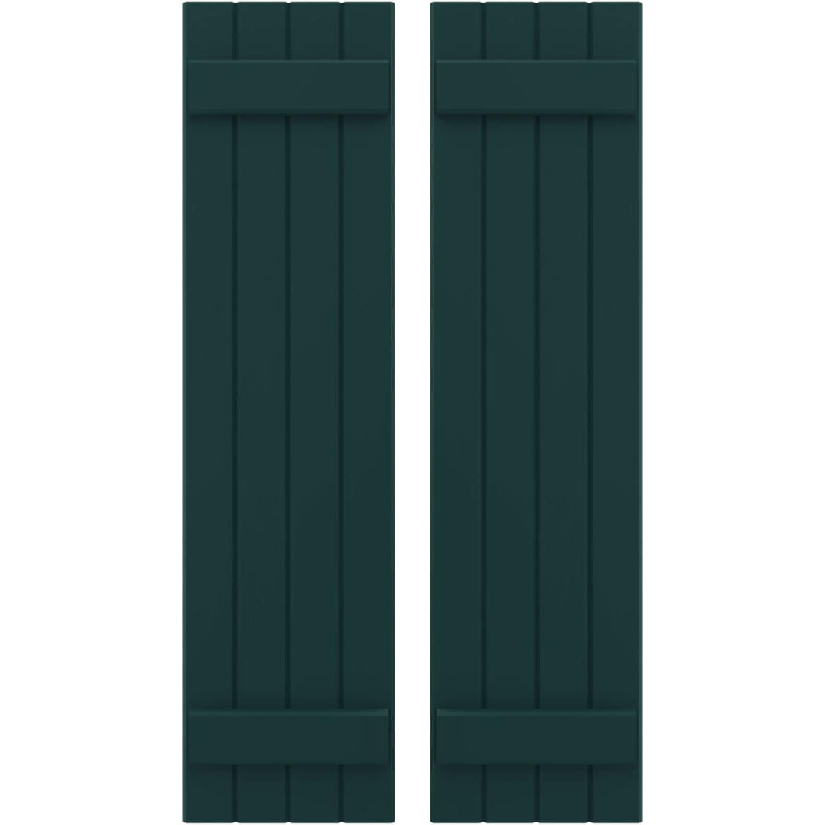 Ekena Millwork 14-in W x 83-in H Thermal Green Paintable/Stainable Board and batten Spaced with z-bar Wood Exterior Shutters ( 2 -Pack )