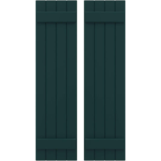 Ekena Millwork 14-in W x 83-in H Thermal Green Paintable/Stainable Board and batten Spaced with z-bar Wood Exterior Shutters ( 2 -Pack )