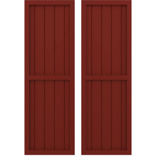 Ekena Millwork 17.5-in W x 75-in H Pepper Red Paintable/Stainable Board and batten Framed Wood Exterior Shutters ( 2 -Pack )