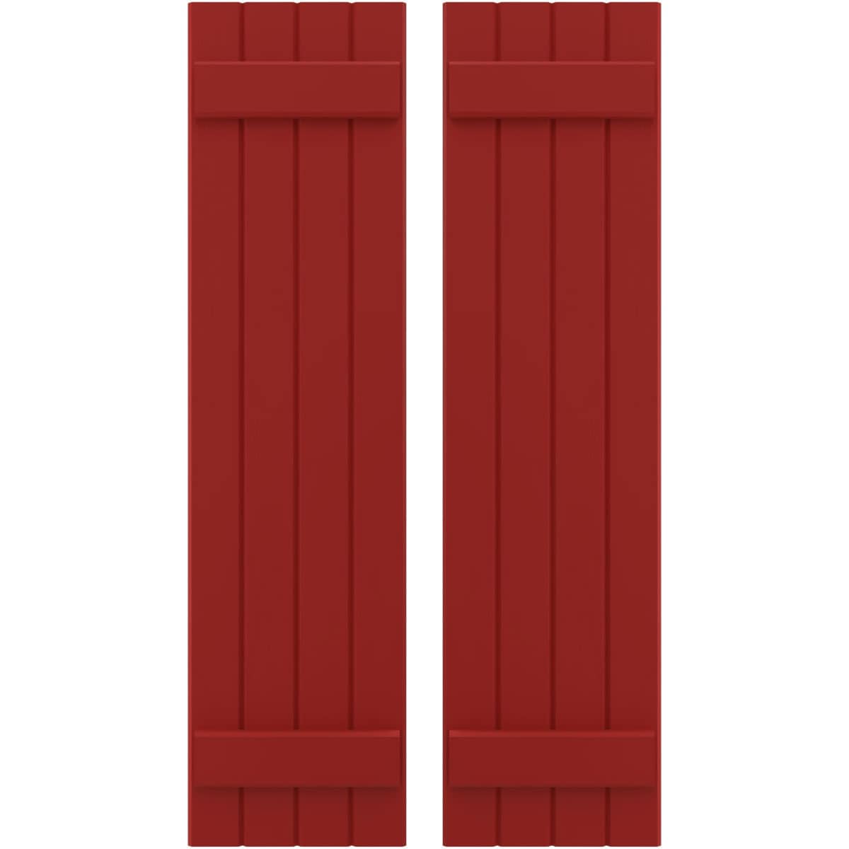 Ekena Millwork 14-in W x 54-in H Fire Red Paintable/Stainable Board and batten Spaced with z-bar Wood Exterior Shutters ( 2 -Pack )