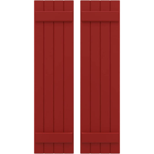 Ekena Millwork 14-in W x 78-in H Fire Red Paintable/Stainable Board and batten Framed Wood Exterior Shutters ( 2 -Pack )
