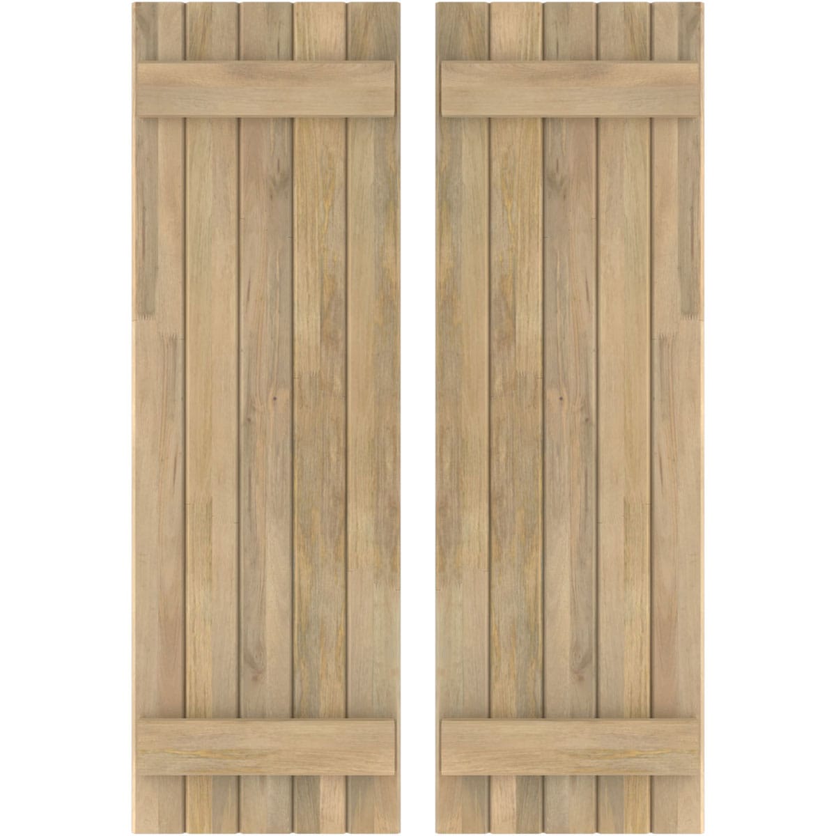Ekena Millwork 17.5-in W x 69-in H Unfinished Paintable/Stainable Board and batten Wood Exterior Shutters ( 2 -Pack )
