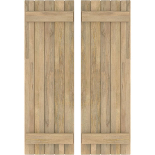 Ekena Millwork 17.5-in W x 59-in H Unfinished Paintable/Stainable Board and batten Spaced Wood Exterior Shutters ( 2 -Pack )