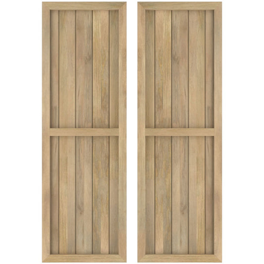 Ekena Millwork 17.5-in W x 75-in H Unfinished Paintable/Stainable Board and batten Wood Exterior Shutters ( 2 -Pack )
