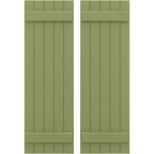 Ekena Millwork 17.5-in W x 44.0-in H Moss Green Paintable/Stainable Board and batten Z-bar Wood Exterior Shutters ( 2 -Pack )
