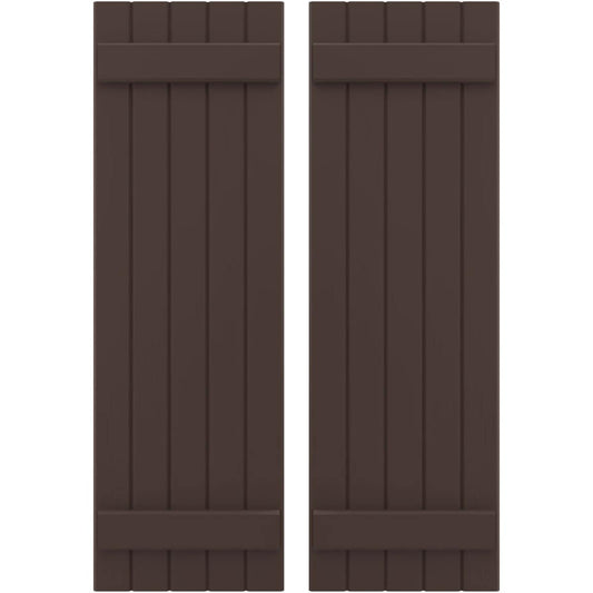Ekena Millwork 17.5-in W x 36.0-in H Raisin Brown Paintable/Stainable Board and batten Spaced with z-bar Wood Exterior Shutters ( 2 -Pack )