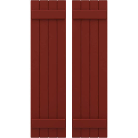 Ekena Millwork 14-in W x 62-in H Pepper Red Paintable/Stainable Board and batten Spaced with z-bar Wood Exterior Shutters ( 2 -Pack )