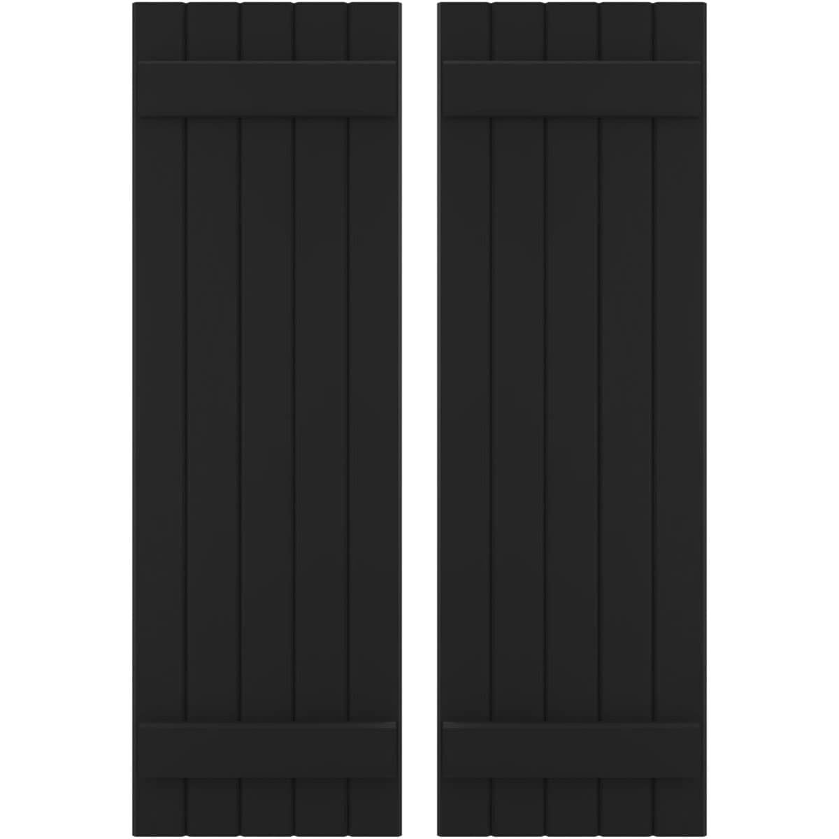 Ekena Millwork 17.5-in W x 34-in H Black Paintable/Stainable Board and batten Wood Exterior Shutters ( 2 -Pack )