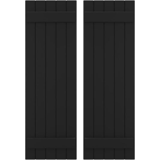 Ekena Millwork 17.5-in W x 59-in H Black Paintable/Stainable Board and batten Spaced Wood Exterior Shutters ( 2 -Pack )