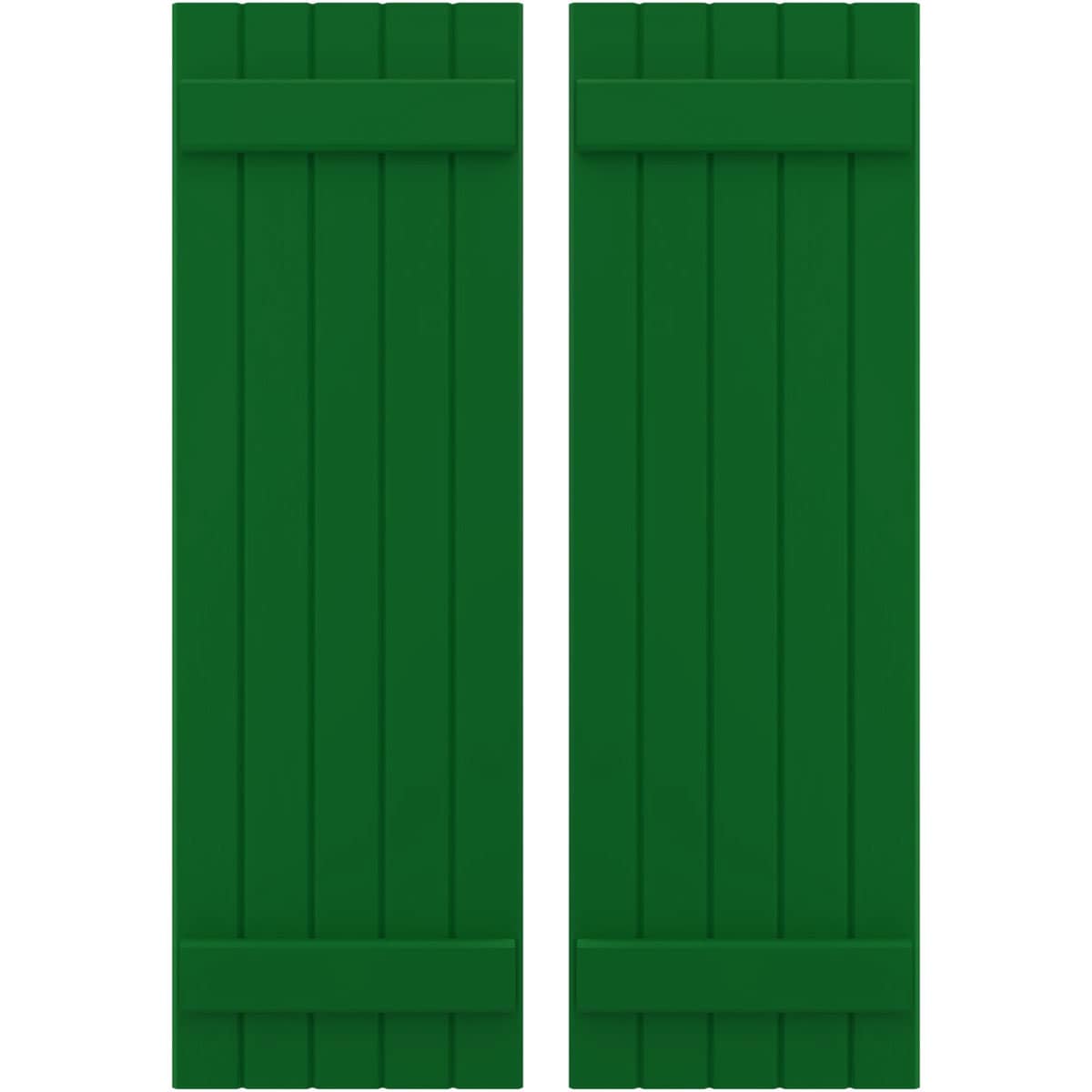 Ekena Millwork 17.5-in W x 76-in H Viridian Green Paintable/Stainable Board and batten Z-bar Wood Exterior Shutters ( 2 -Pack )