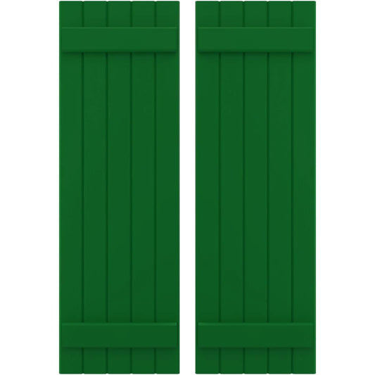 Ekena Millwork 17.5-in W x 76-in H Viridian Green Paintable/Stainable Board and batten Z-bar Wood Exterior Shutters ( 2 -Pack )