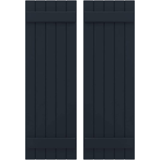 Ekena Millwork 17.5-in W x 62-in H Starless Night Blue Paintable/Stainable Board and batten Framed Wood Exterior Shutters ( 2 -Pack )