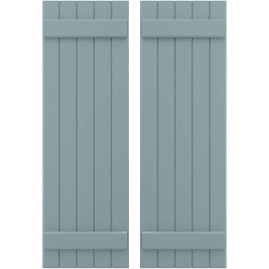 Ekena Millwork 17.5-in W x 47.0-in H Peaceful Blue Paintable/Stainable Board and batten Wood Exterior Shutters ( 2 -Pack )