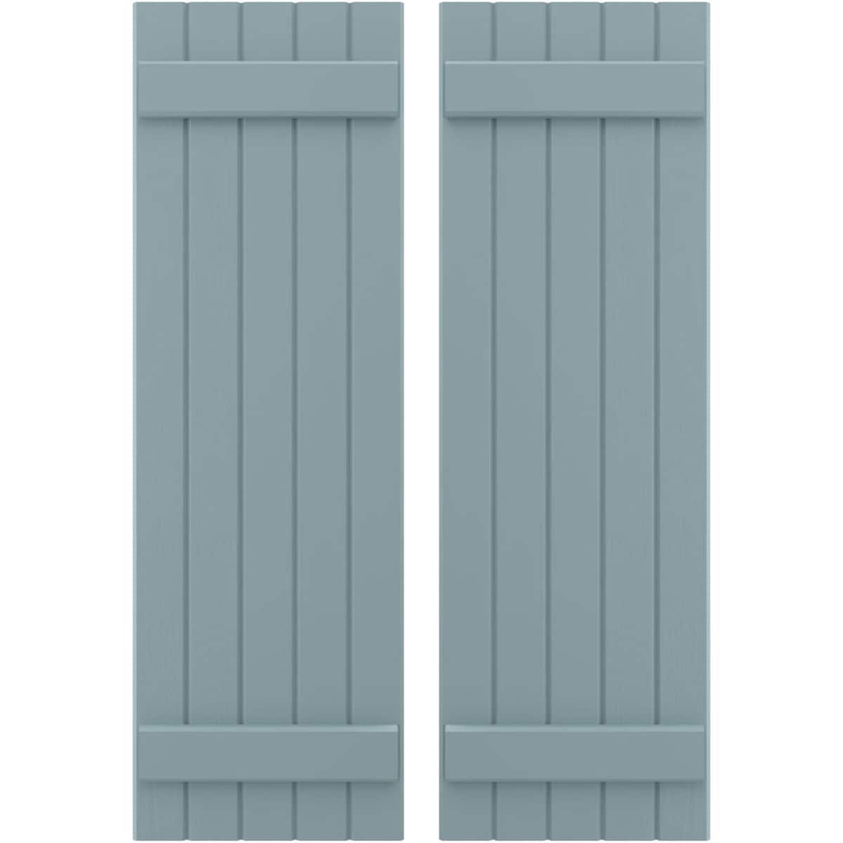 Ekena Millwork 17.5-in W x 53.0-in H Peaceful Blue Paintable/Stainable Board and batten Spaced Wood Exterior Shutters ( 2 -Pack )