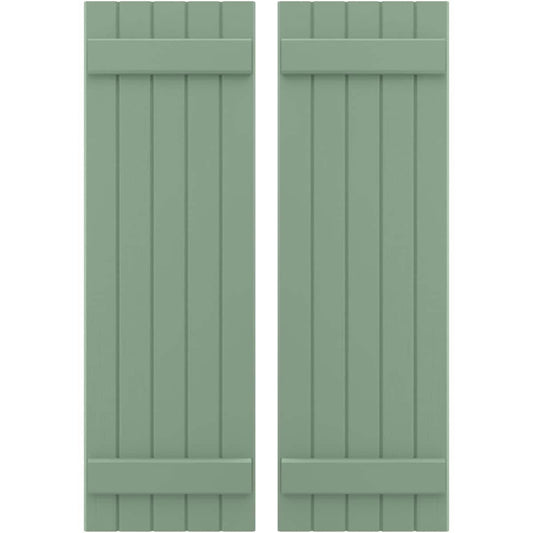 Ekena Millwork 17.5-in W x 78-in H Track Green Paintable/Stainable Board and batten Spaced with z-bar Wood Exterior Shutters ( 2 -Pack )