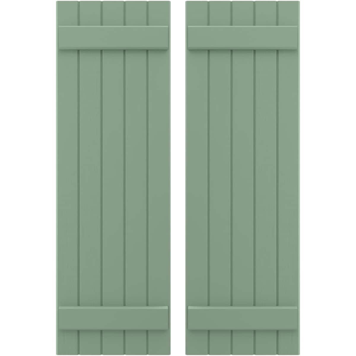 Ekena Millwork 17.5-in W x 41-in H Track Green Paintable/Stainable Board and batten Z-bar Wood Exterior Shutters ( 2 -Pack )
