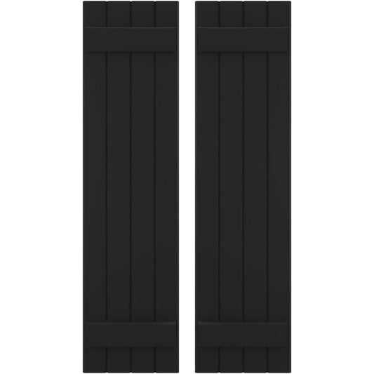 Ekena Millwork 14-in W x 80-in H Black Paintable/Stainable Board and batten Z-bar Wood Exterior Shutters ( 2 -Pack )