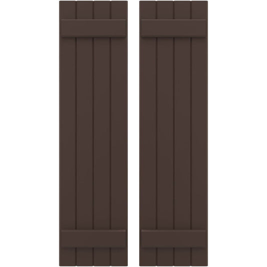 Ekena Millwork 14-in W x 52-in H Raisin Brown Paintable/Stainable Board and batten Spaced Wood Exterior Shutters ( 2 -Pack )