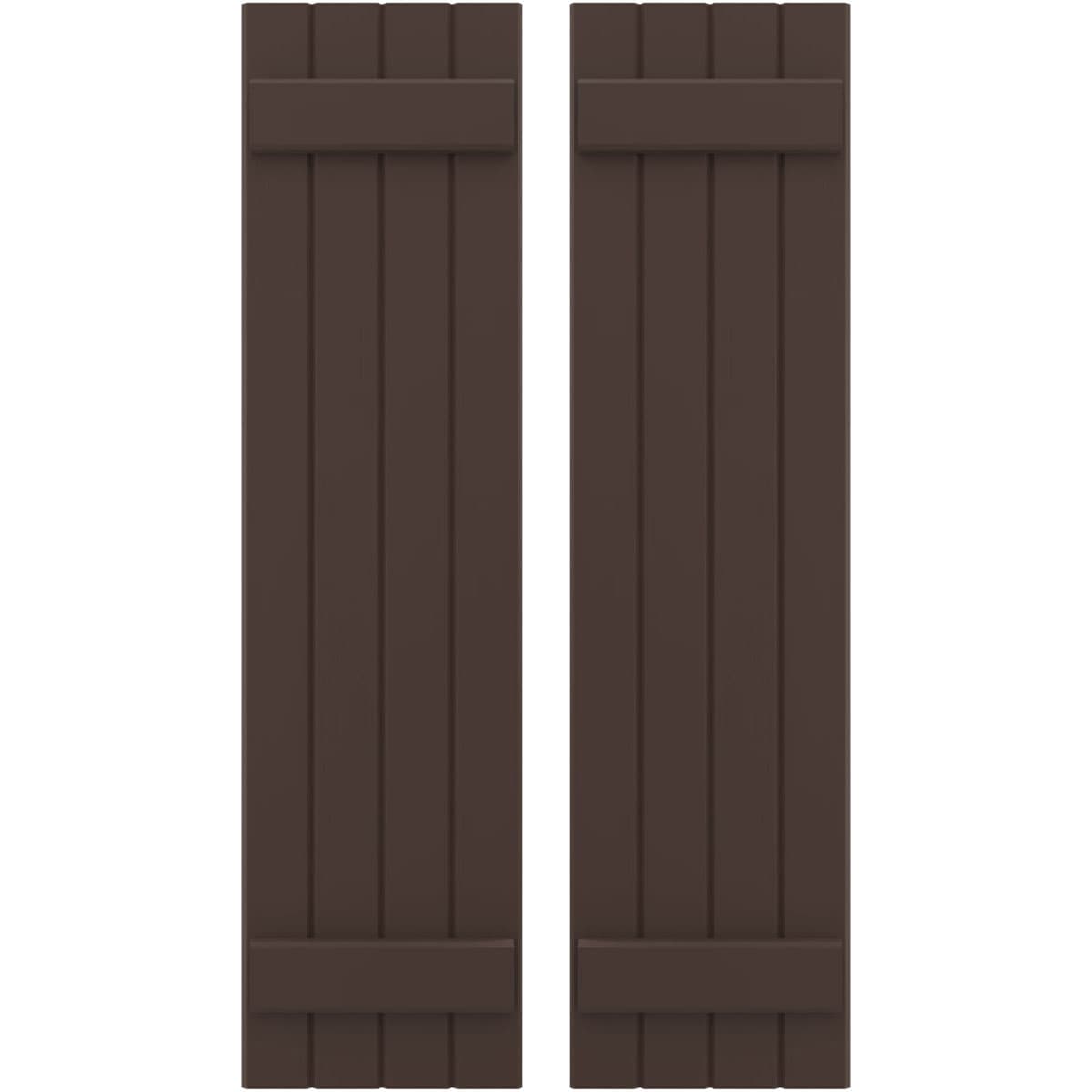 Ekena Millwork 14-in W x 76-in H Raisin Brown Paintable/Stainable Board and batten Framed Wood Exterior Shutters ( 2 -Pack )