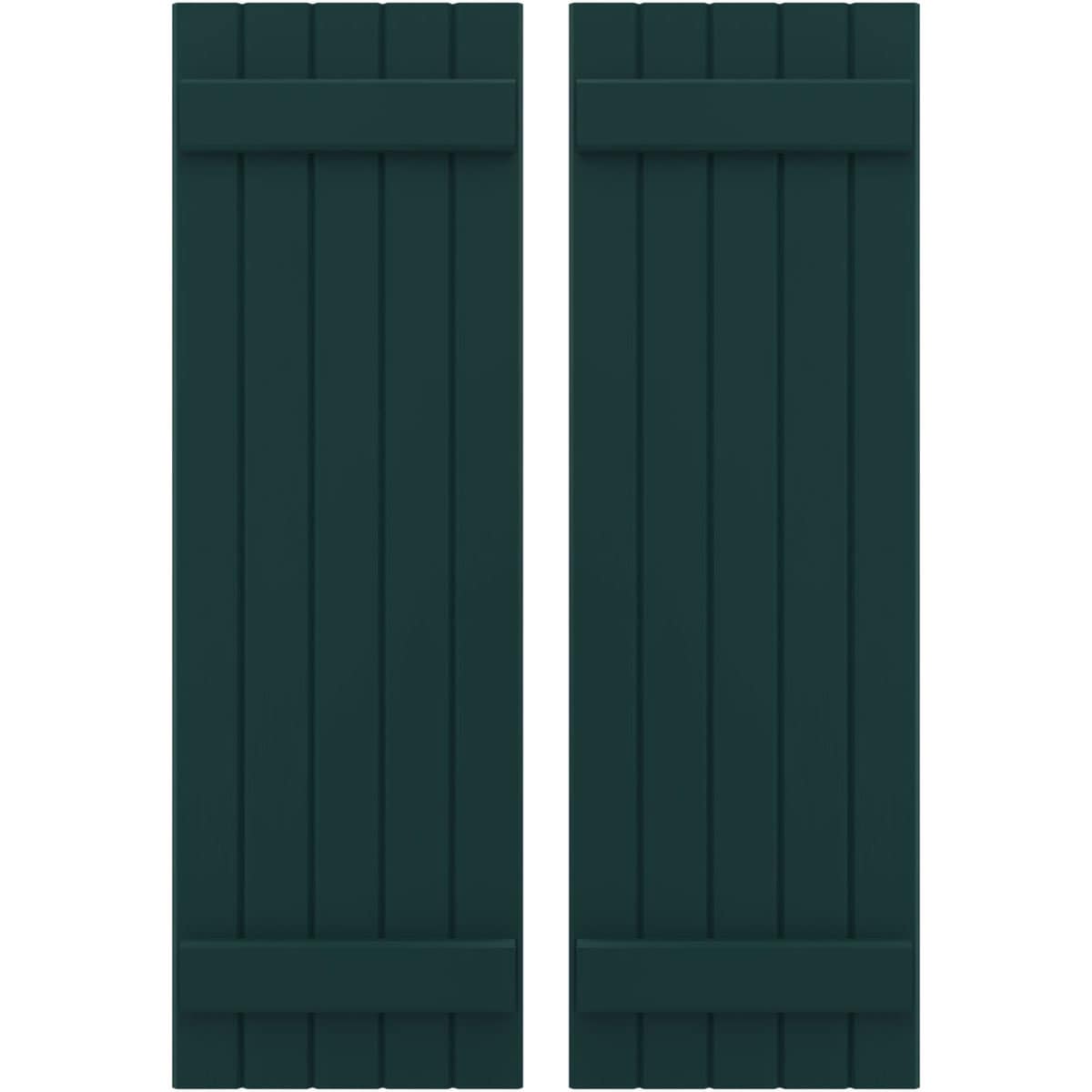 Ekena Millwork 17.5-in W x 39-in H Thermal Green Paintable/Stainable Board and batten Spaced with z-bar Wood Exterior Shutters ( 2 -Pack )
