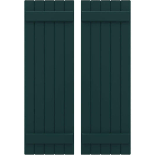 Ekena Millwork 17.5-in W x 76-in H Thermal Green Paintable/Stainable Board and batten Z-bar Wood Exterior Shutters ( 2 -Pack )