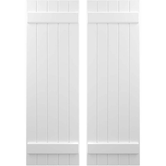 Ekena Millwork 17.5-in W x 70-in H White Paintable/Stainable Board and batten Z-bar Wood Exterior Shutters ( 2 -Pack )